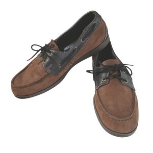 Sebago Loafers Brown and Black Leather and Suede Gibraltar Flats Men's Size 9